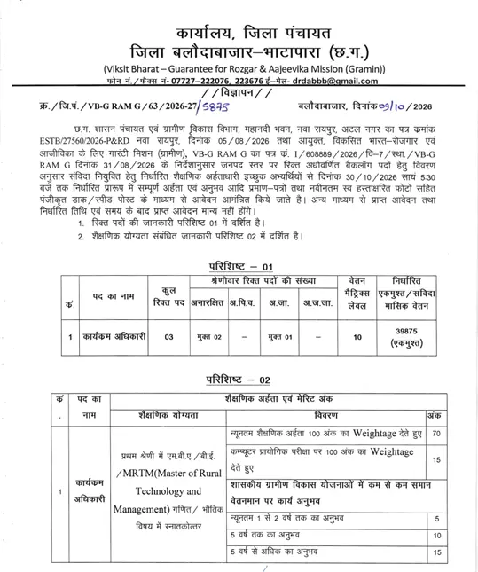 CG VB-G RAM G Recruitment 2026